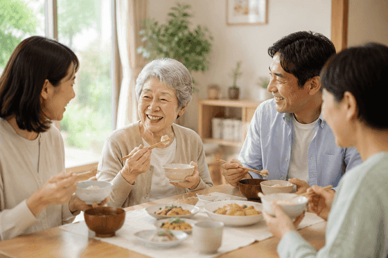家族との食事の様子